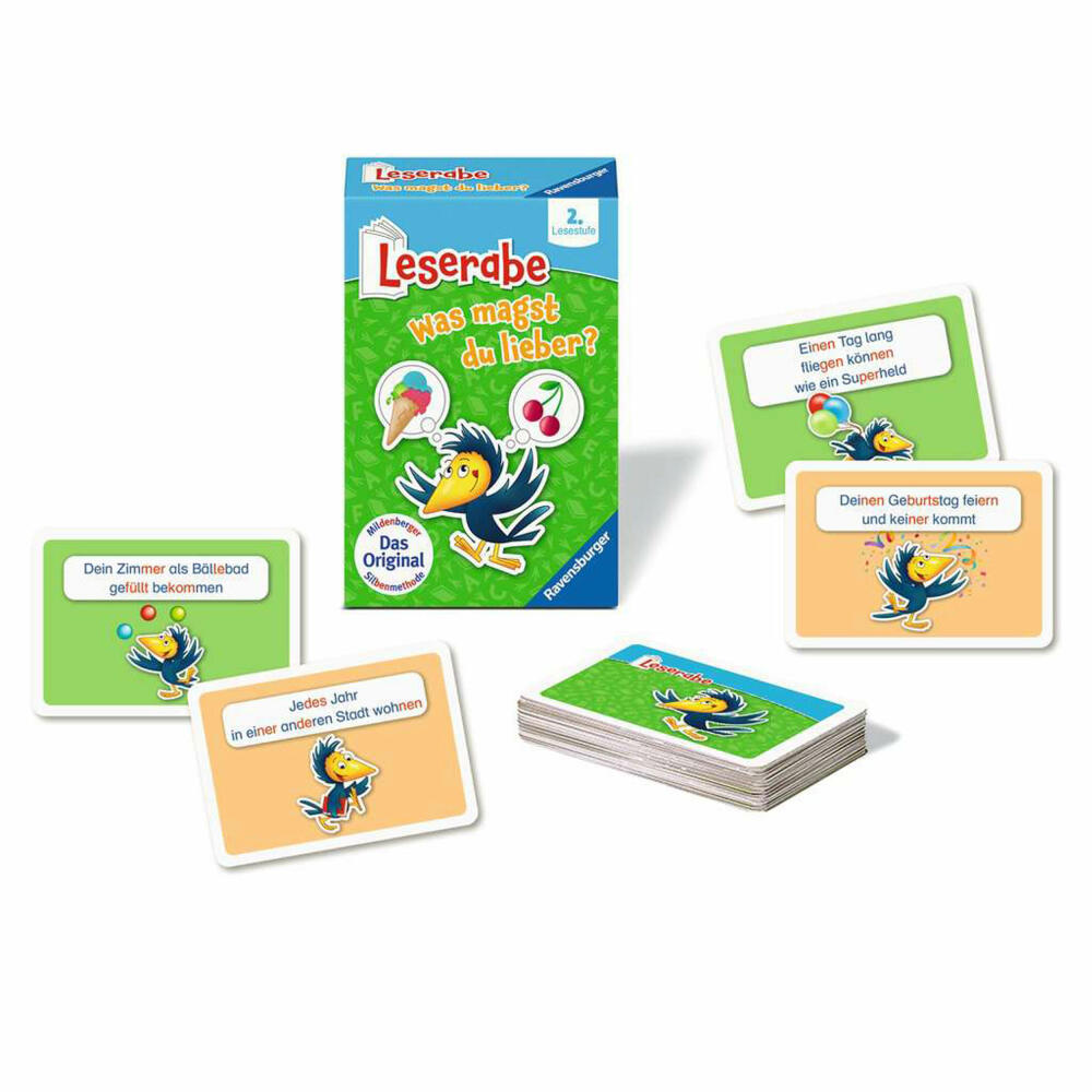 Ravensburger Leserabe: Was magst du lieber?, Entscheidungsspiel, Familienspiel, Kinderspiel, ab 7 Jahren, 23497