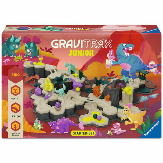 Ravensburger GraviTrax Junior Starter-Set XXL Dino, Kugelbahn, Interaktives Kugelbahnsystem, ab 3 Jahren, 24845