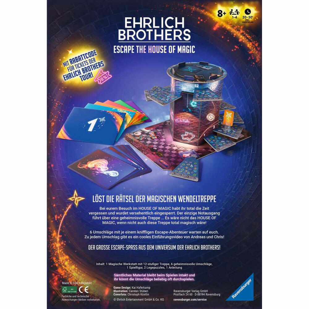 Ravensburger Ehrlich Brothers Escape the House of Magic, Rätselspiel, Gesellschaftsspiel, ab 8 Jahren, 24868