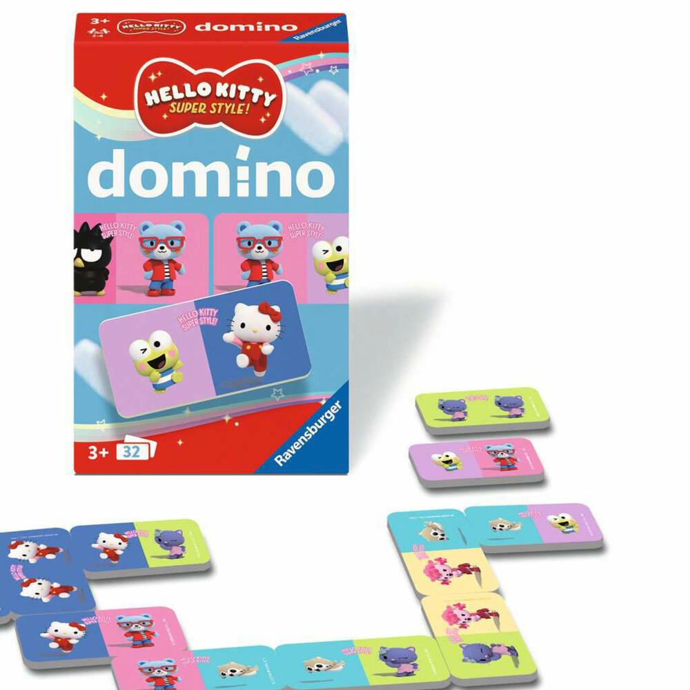 Ravensburger Hello Kitty Domino, Legespiel, Dominokarten, Kartenspiel, ab 3 Jahren, 24961