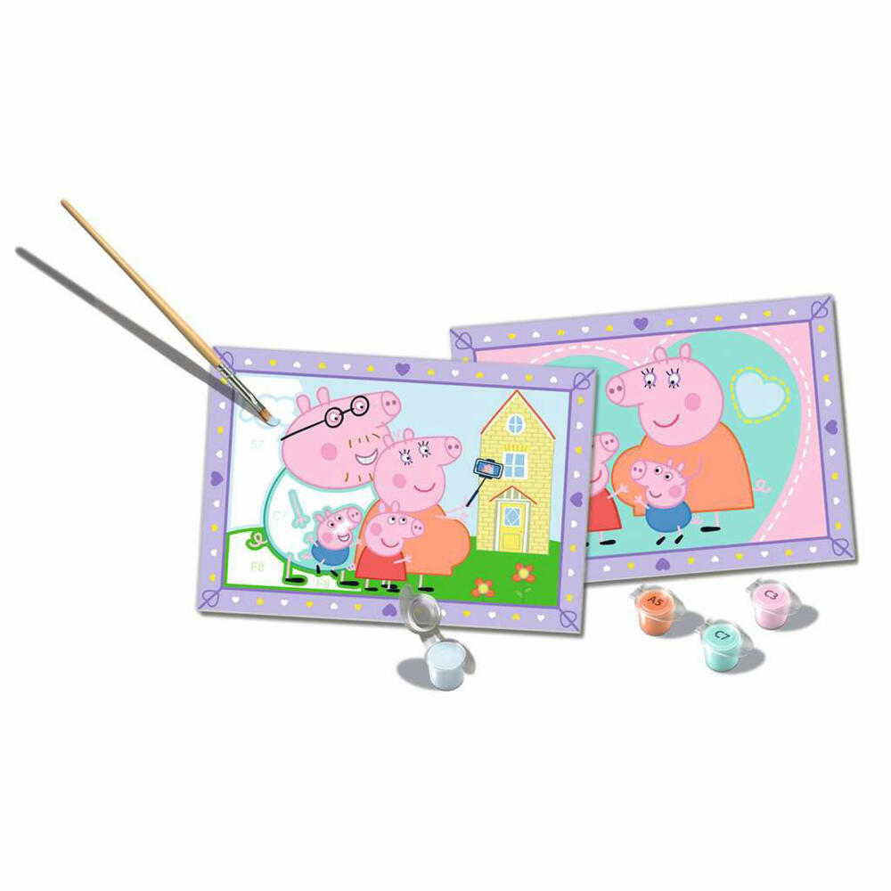 Ravensburger CreArt Peppas Familie, Peppa Wutz, Malen nach Zahlen, Mal-Set für Kinder, ab 5 Jahren, 25879