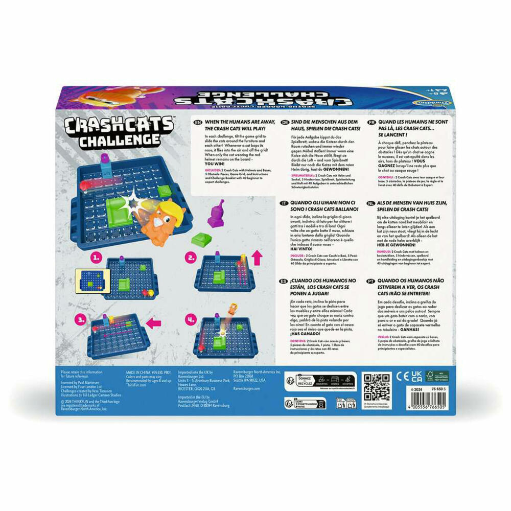 ThinkFun Crash Cats Challenge, Logikspiel, Denkspiel, Konzentrationsspiel, ab 8 Jahren, 76650