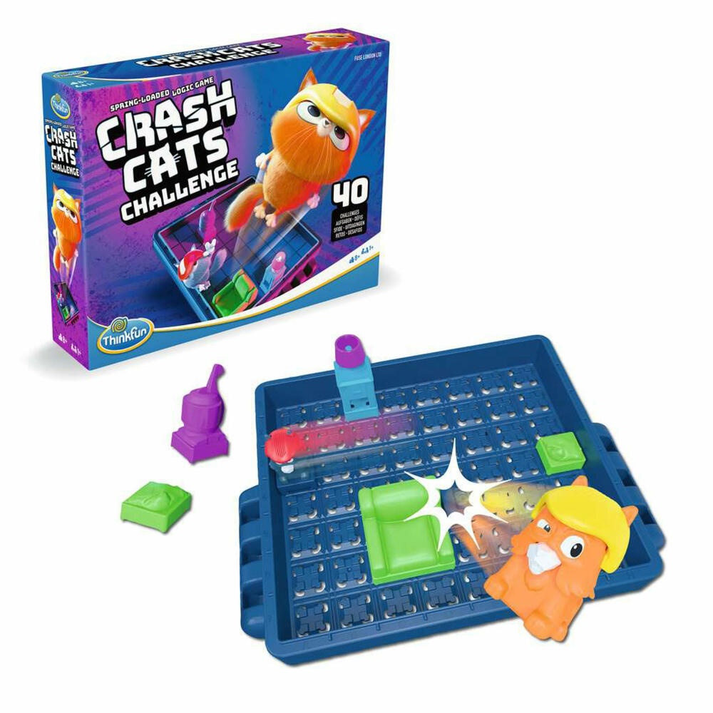ThinkFun Crash Cats Challenge, Logikspiel, Denkspiel, Konzentrationsspiel, ab 8 Jahren, 76650