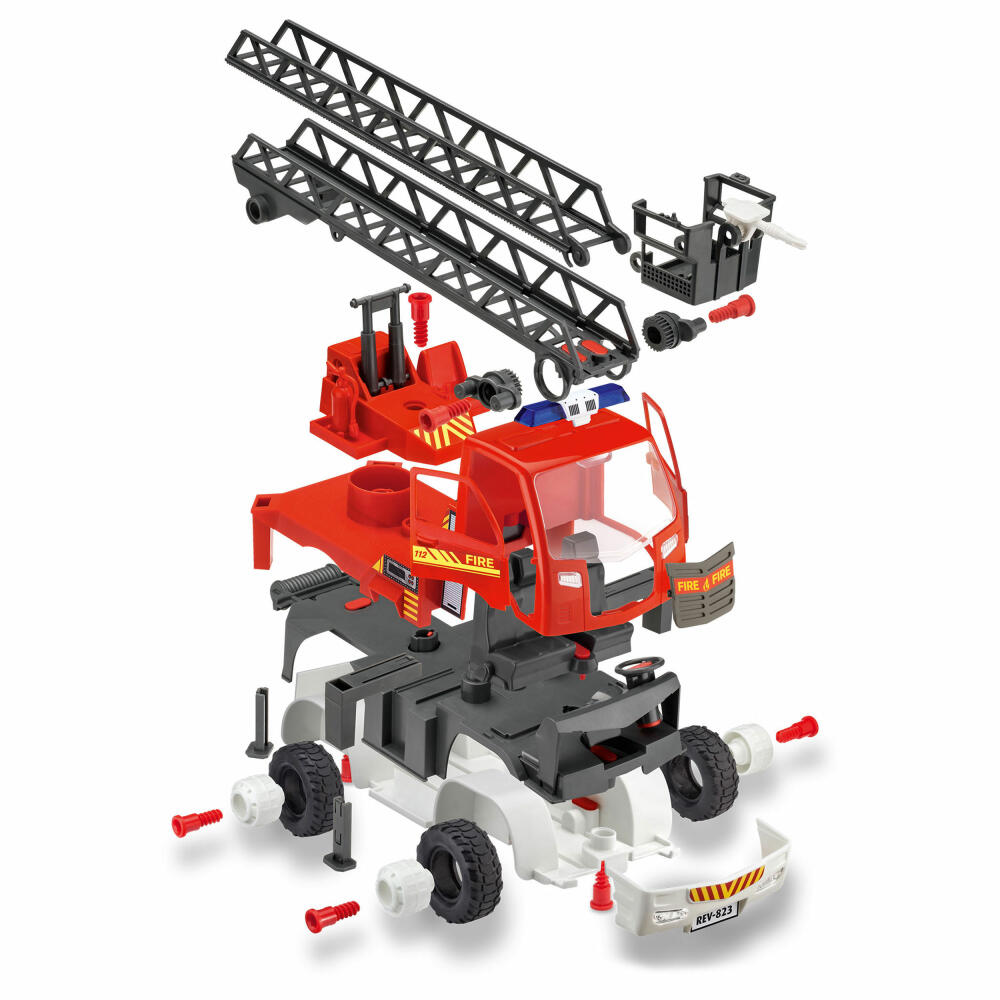Revell First Construction Feuerwehrauto Leiterwagen, Feuerwehr Auto, Modellbausatz für Kinder, 74 Teile, ab 4 Jahre, 00914