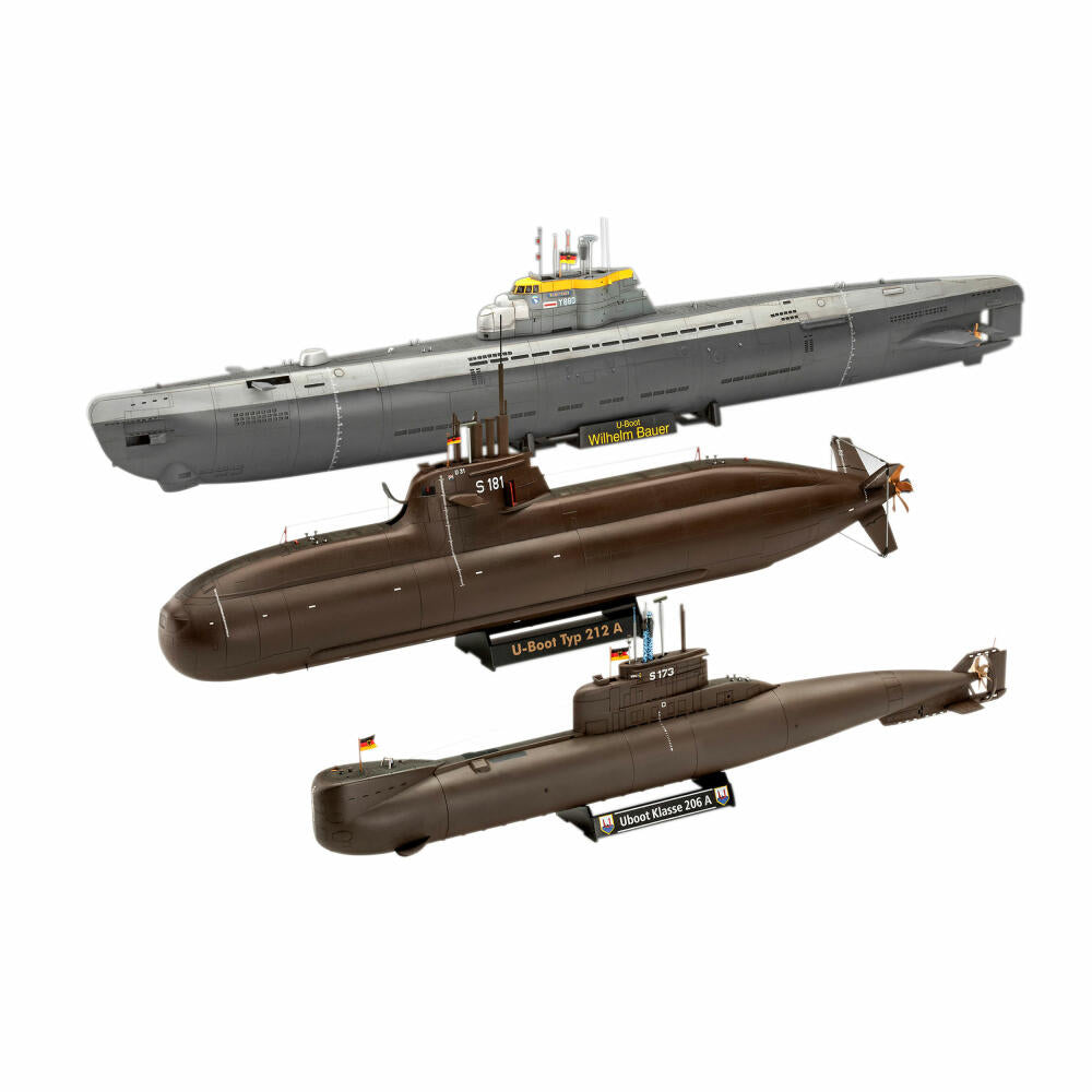 Revell Schiff-Modellbausatz 70 Jahre Bundeswehr: Wilhelm Bauer, Type 206A, Type 212A, U-Boot, 1:144, 05186