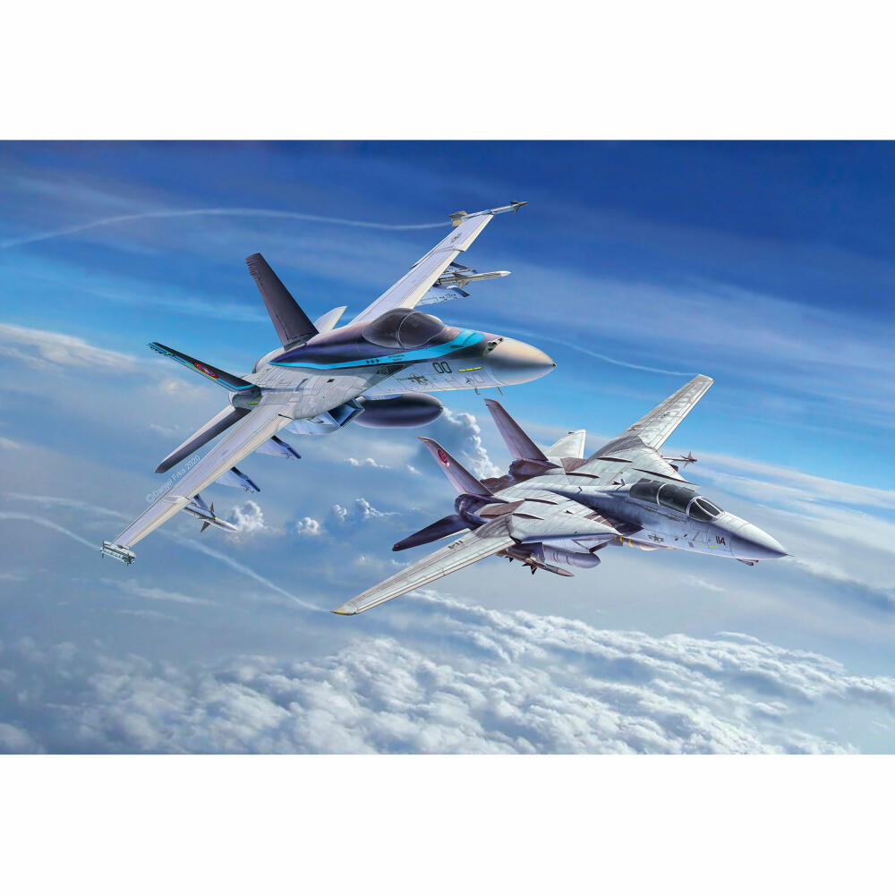 Revell model kit Movie Set TOP GUN, F-14D Super Tomcat, F/A-18E Super Hornet, model kit, 202 parts, from 12 years, 05677