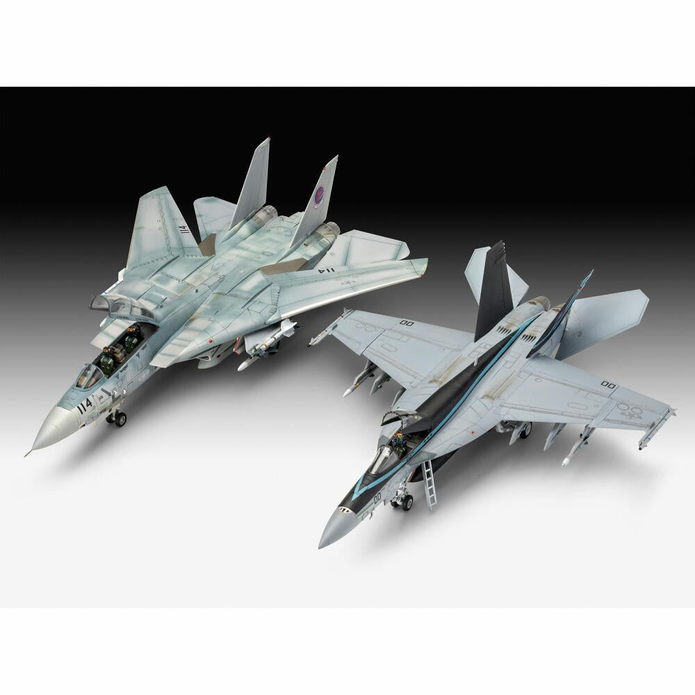 Revell model kit Movie Set TOP GUN, F-14D Super Tomcat, F/A-18E Super Hornet, model kit, 202 parts, from 12 years, 05677