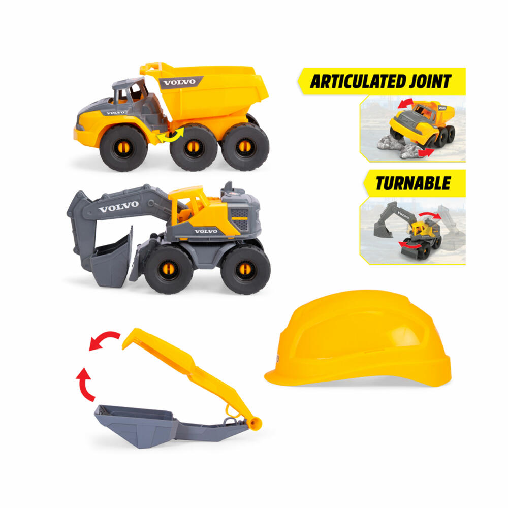Dickie Toys Volvo Construction Playset, Bagger, Baustelle, Sandspielzeug, Spielzeug, Bauhelm, Kinder, 203729026