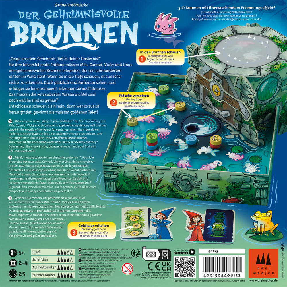 Schmidt Spiele Drei Magier Der geheimnisvolle Brunnen, Kinderspiel, Brettspiel, ab 5 Jahren, 40815