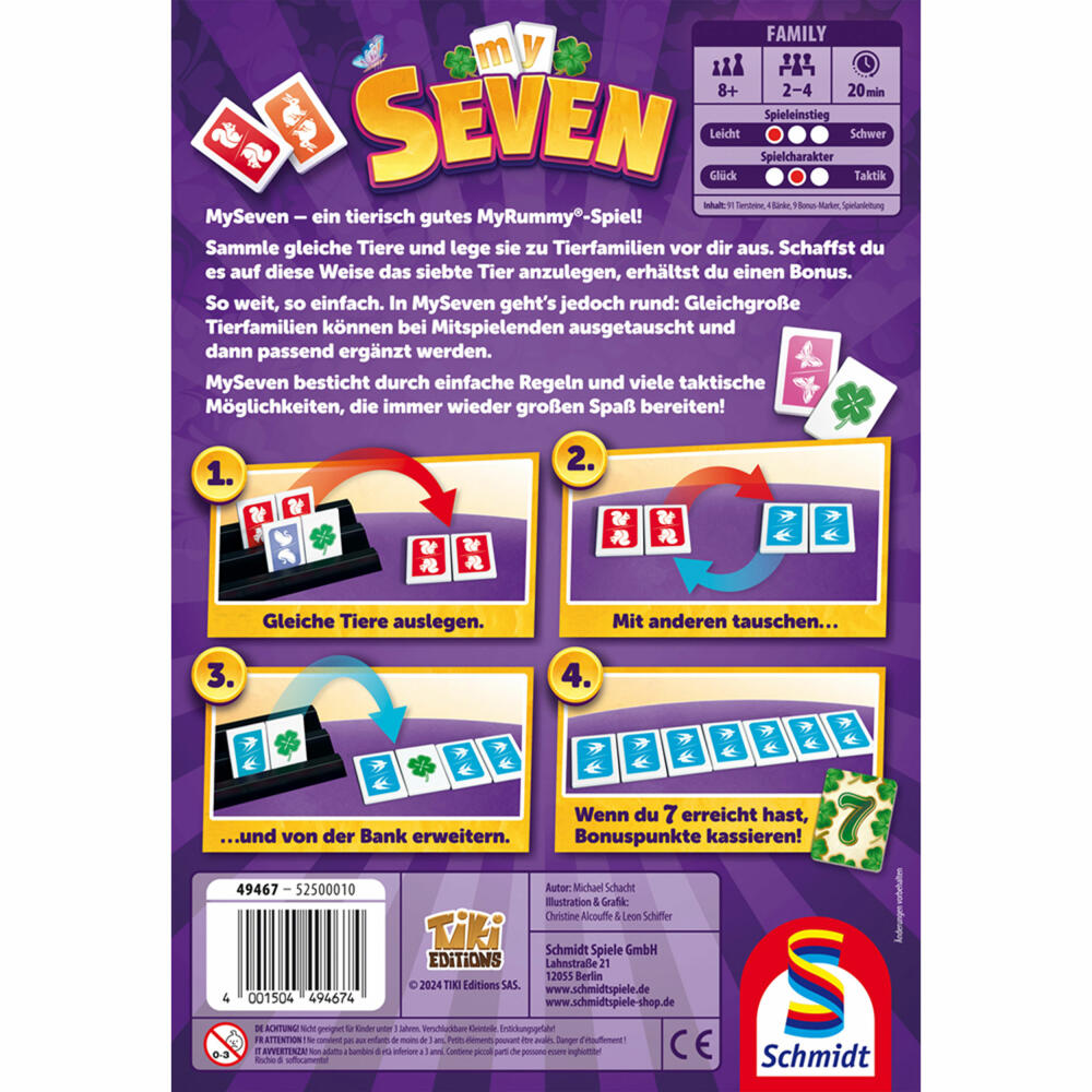 Schmidt Spiele MySeven, MyRummy, Sammelspiel, Familienspiel, ab 8 Jahren, 49467
