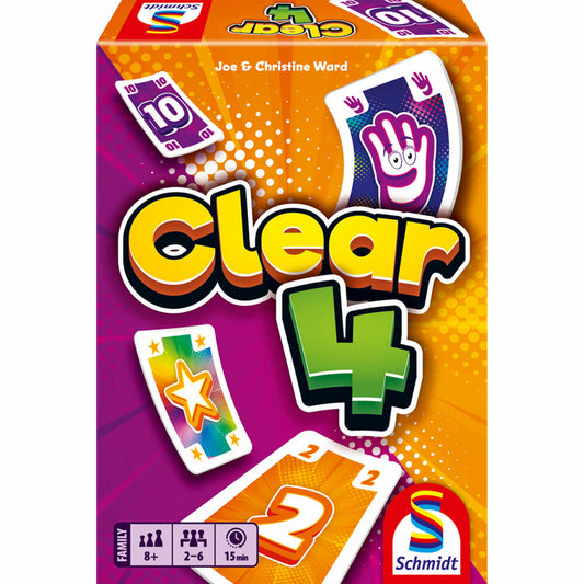 Schmidt Spiele Klein & Fein Clear 4, Kartenspiel, Familienspiel, ab 8 Jahren, 49473