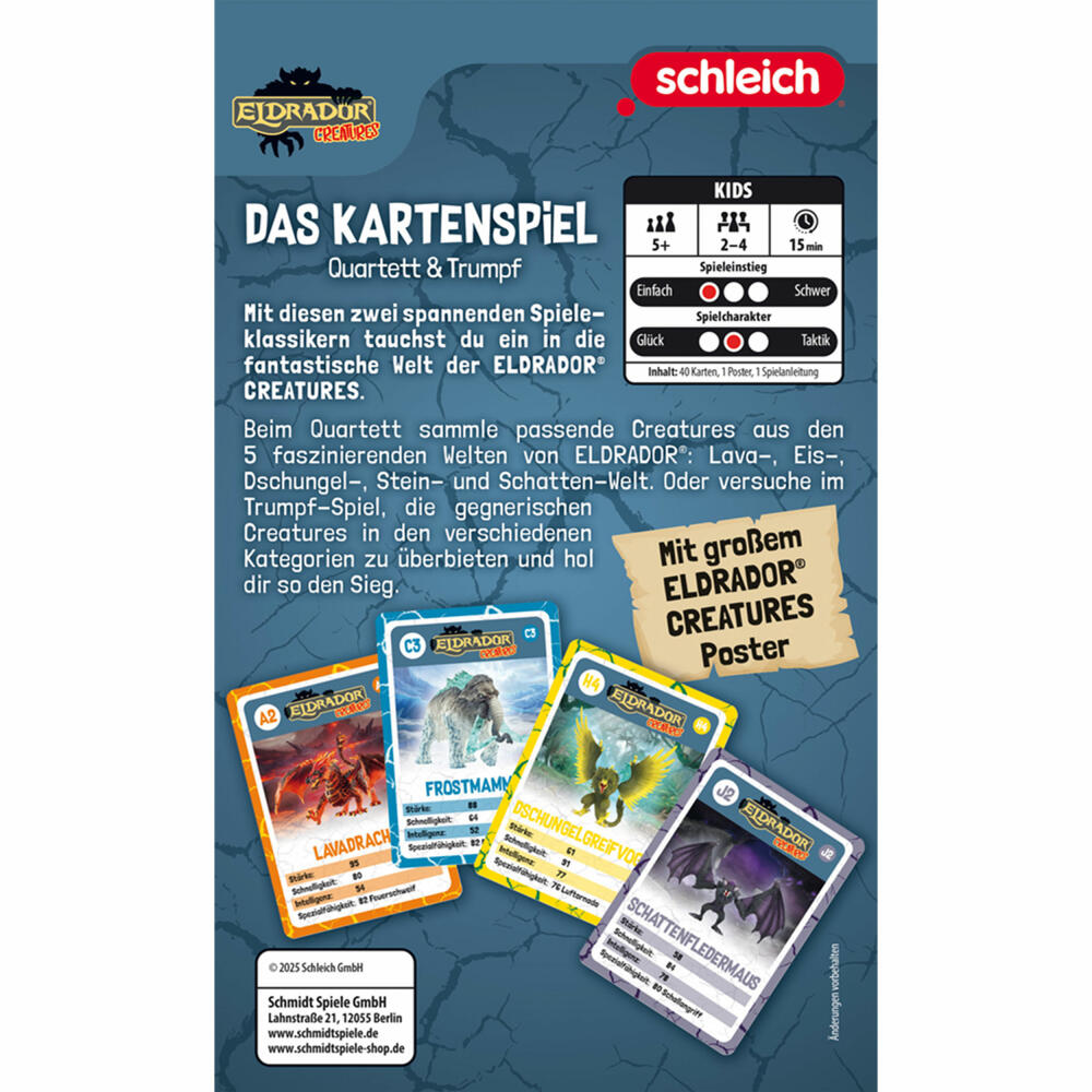 Schmidt Spiele Schleich Eldrador Das Kartenspiel, Quartett, Trumpf, Kinderspiel, ab 5 Jahren, 51611