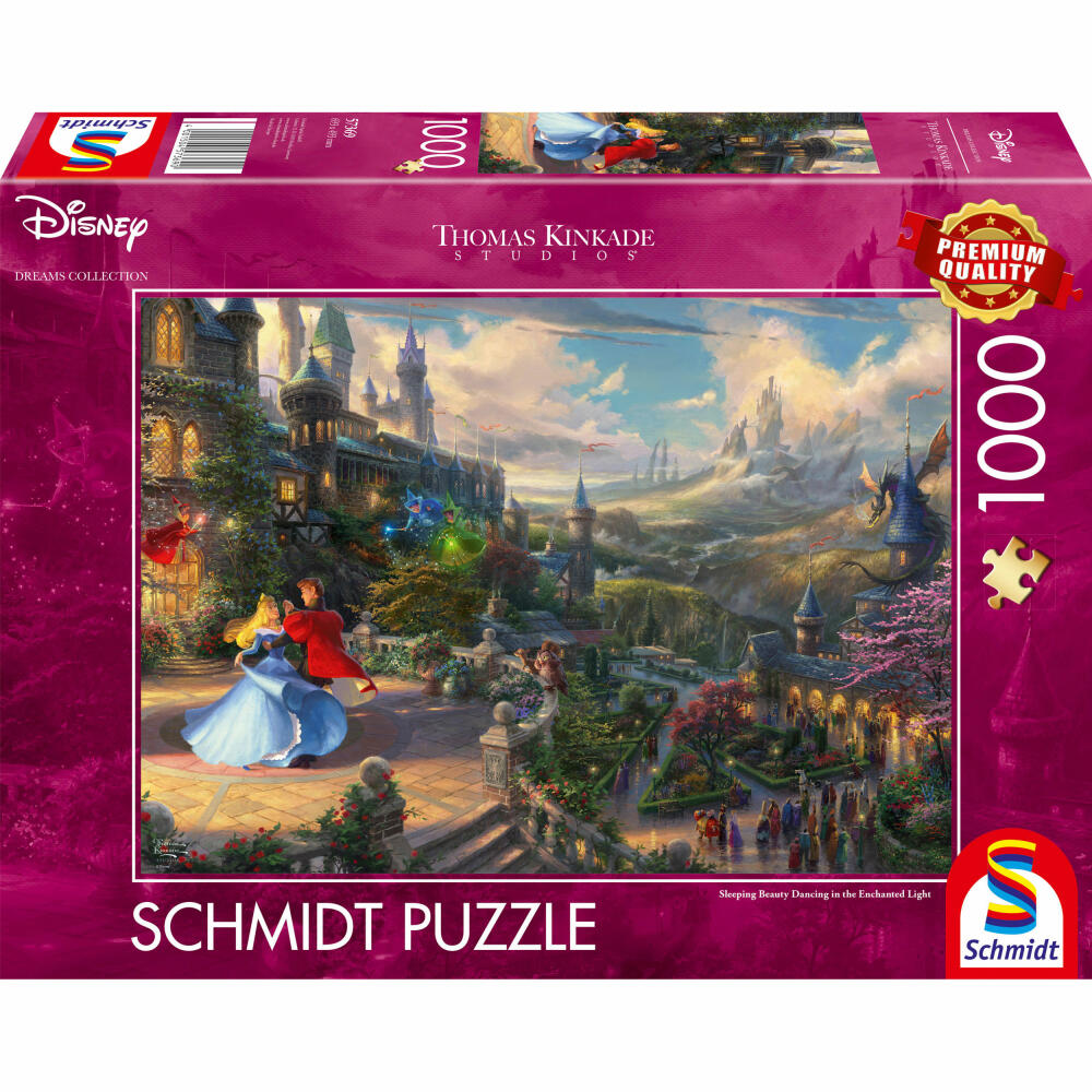 Schmidt Spiele Puzzle Disney Sleeping Beauty Dancing in The Enchanted Light, Thomas Kinkade Studios, Adult Puzzle, Premium, 1000 Pieces, 57369