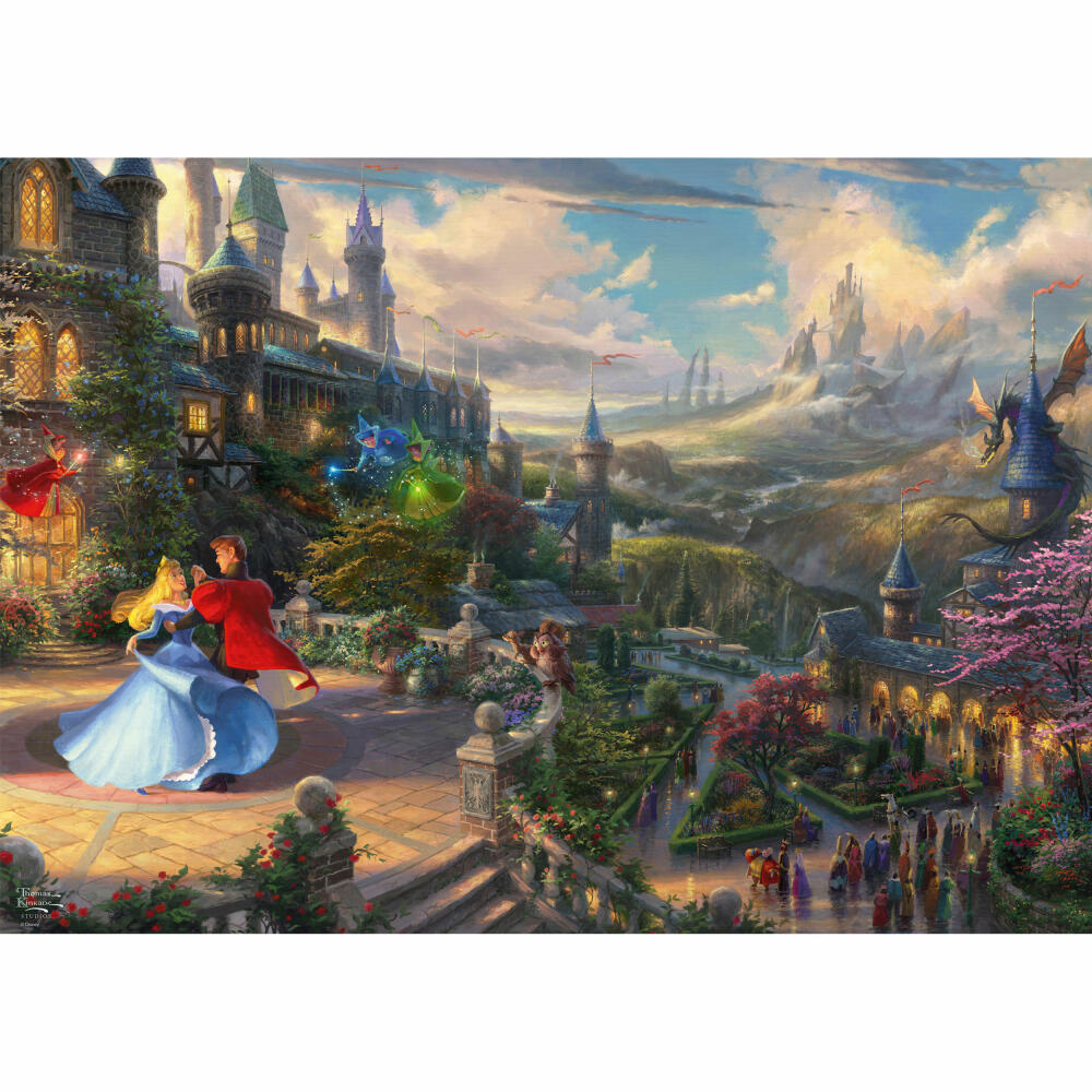 Schmidt Spiele Puzzle Disney Sleeping Beauty Dancing in The Enchanted Light, Thomas Kinkade Studios, Adult Puzzle, Premium, 1000 Pieces, 57369