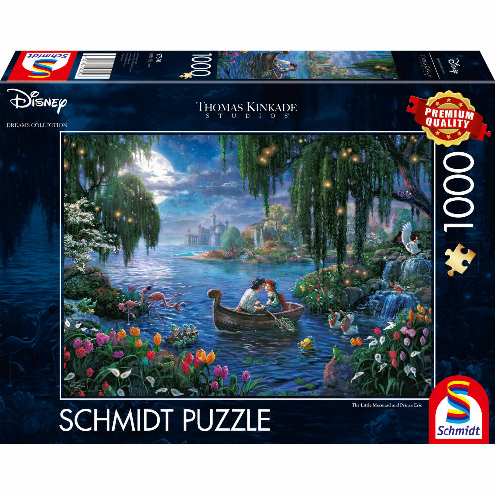 Schmidt Spiele Puzzle Disney The Little Mermaid and Prince Eric, Thomas Kinkade Studios, Adult Puzzle, Premium, 1000 Pieces, 57370