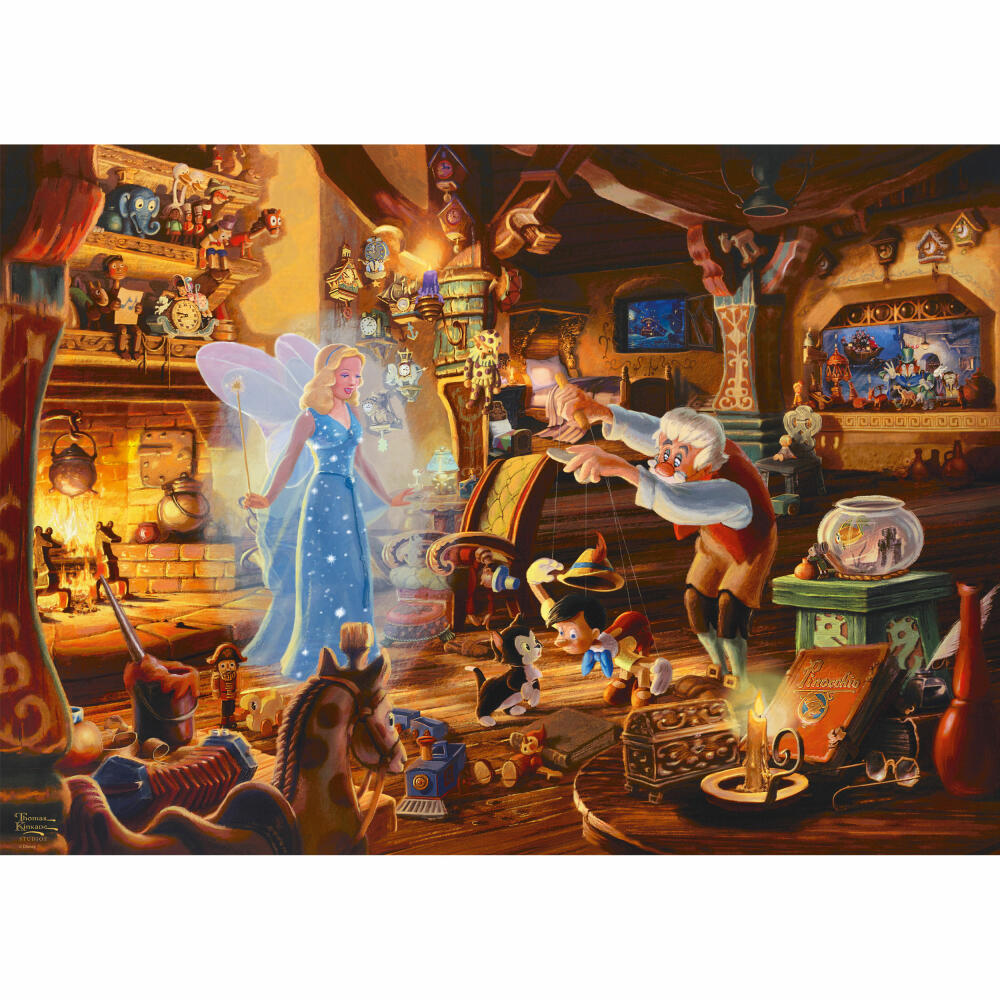 Schmidt Spiele Puzzle Disney Dreams Collection Geppetto's Pinocchio, Thomas Kinkade, Adult Puzzle, 1000 Pieces, 57526