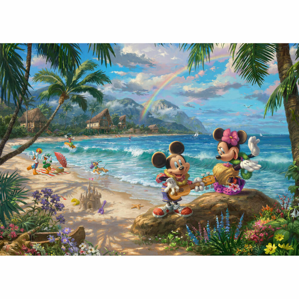 Schmidt Spiele Puzzle Disney Dreams Collection Mickey and Minnie in Hawaii, Thomas Kinkade, Adult Puzzle, 1000 Pieces, 57528