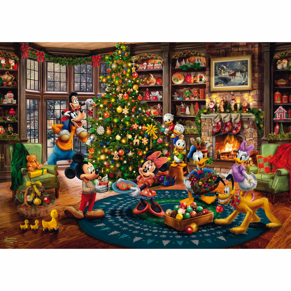 Schmidt Spiele Disney Mickey & Minnie Trimming The Tree, Thomas Kinkade, Puzzle, 1000 Teile, 58047