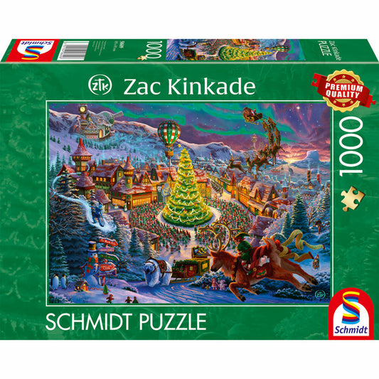 Schmidt Spiele Santas Nordpol, Zac Kinkade, Puzzle, Erwachsenenpuzzle, 1000 Teile, 58609