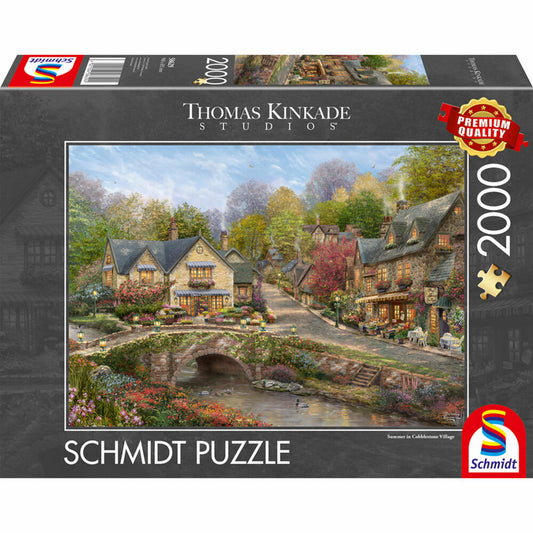 Schmidt Spiele Sommer in Cobblestone Village, Thomas Kinkade, Puzzle, 2000 Teile, 58629