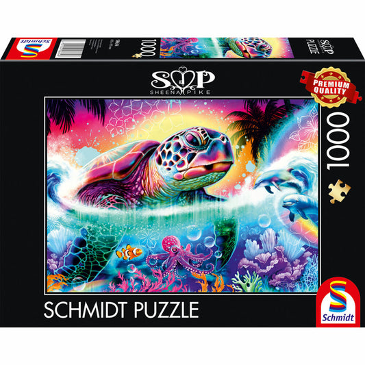 Schmidt Spiele Neon Schildkröte, Sheena Pike, Puzzle, 1000 Teile, 58634
