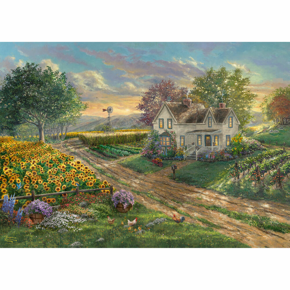 Schmidt Spiele Puzzle Sunflower Fields, Thomas Kinkade, Adult Puzzle, 1000 Pieces, 58779
