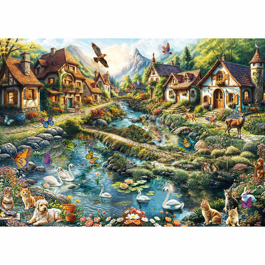 Schmidt Spiele Dörfchen am Waldesrand, Puzzle, Erwachsenenpuzzle, Standard, 1000 Teile, 58874