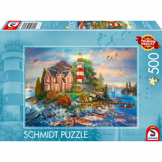 Schmidt Spiele Leuchtturm am Felsen, Puzzle, Erwachsenenpuzzle, Standard, 500 Teile, 59716