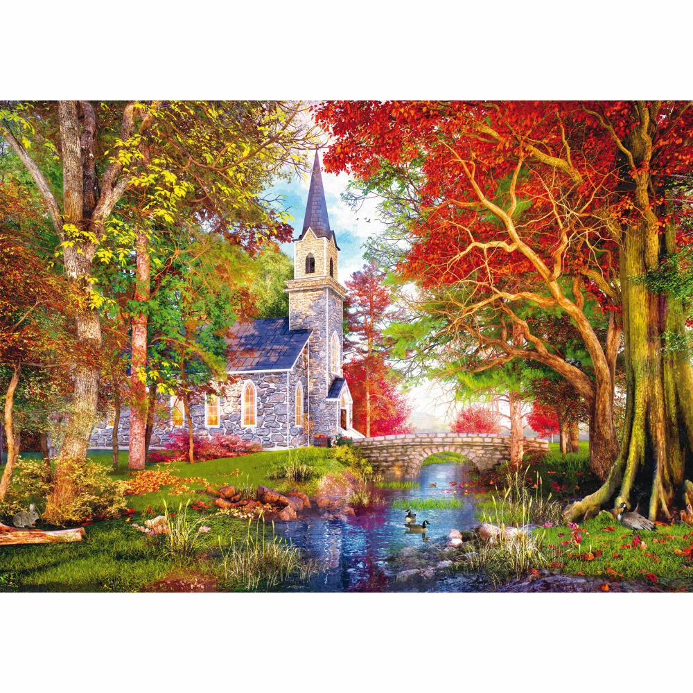 Schmidt Spiele Puzzle Chapel in Autumn Magic, Standard, Adult Puzzle, 1000 Pieces, 59788