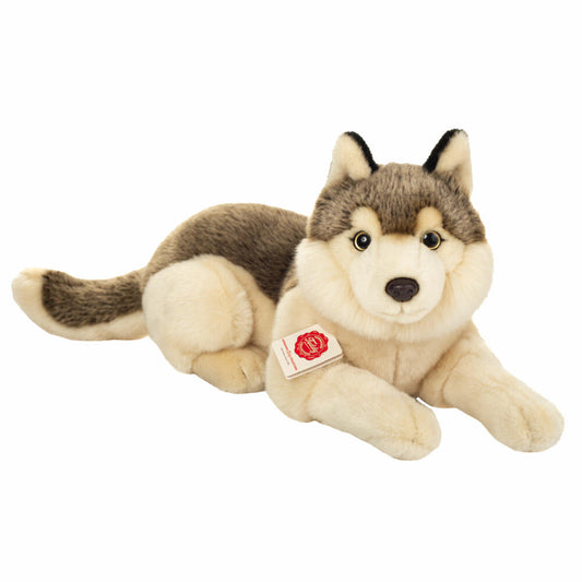 Teddy Hermann Wolf liegend, Kuscheltier, Stofftier, Plüschtier, 40 cm, 908555