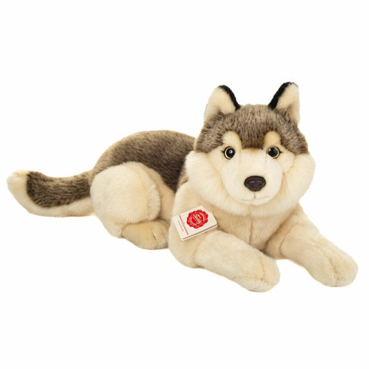 Teddy Hermann Wolf liegend, Kuscheltier, Stofftier, Plüschtier, 40 cm, 908555