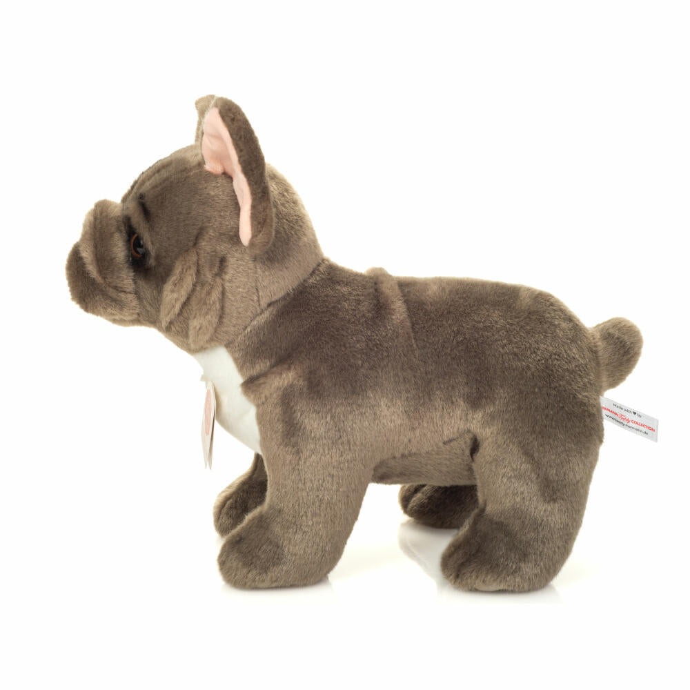 Teddy Hermann Französische Bulldogge stehend, Kuscheltier, Stofftier, Plüschtier, grau, 30 cm, 919995