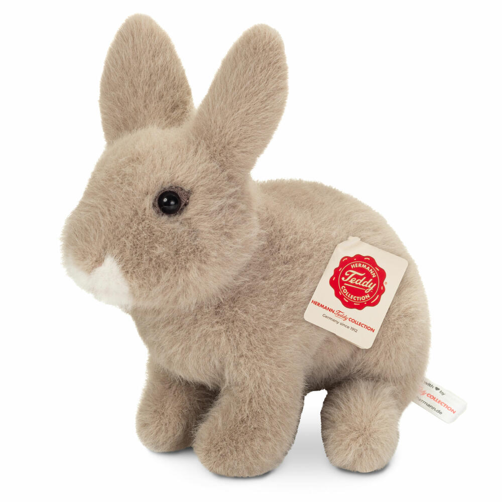Teddy Hermann Hase sitzend, Kuscheltier, Stofftier, Plüschtier, Grau, 20 cm, 937371
