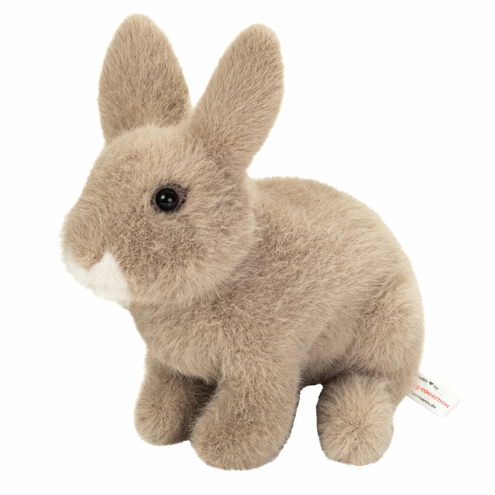 Teddy Hermann Hase sitzend, Kuscheltier, Stofftier, Plüschtier, Grau, 20 cm, 937371
