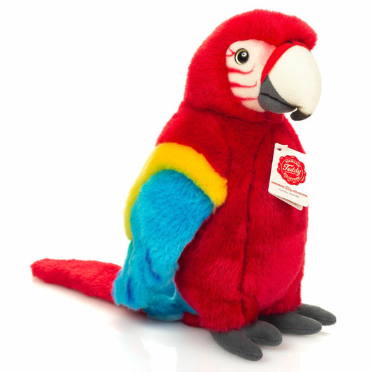 Teddy Hermann Papagei Scharlachara, Kuscheltier, Stofftier, Plüschtier, rot, 27 cm, 941781