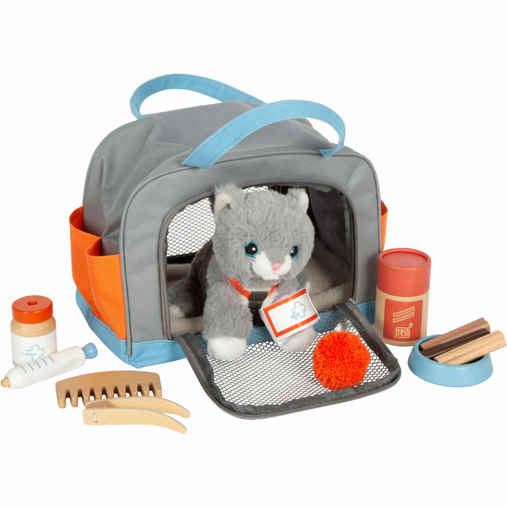 Legler Small Foot Katze mit Tasche und Pflege-Set, Rollenspielzeug, ab 24 Monate, Stoff / Plüsch, Bunt, 12601