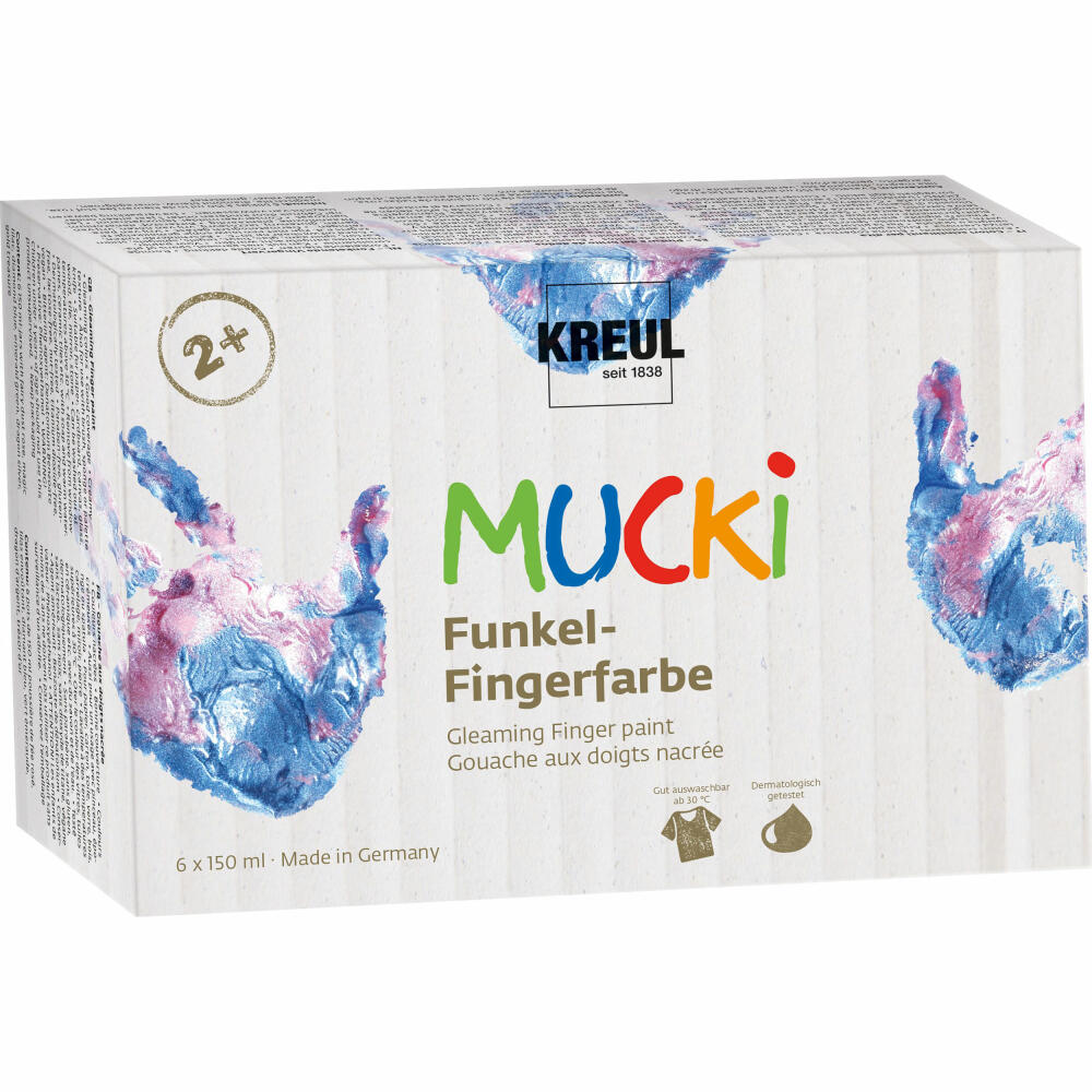 Hobby Line MUCKI Funkel-Fingerfarbe 6er Set 150 ml, 2319
