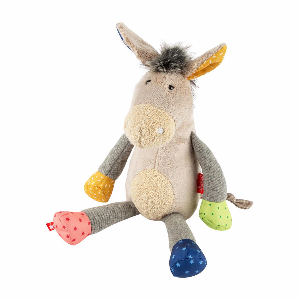 sigikid Esel Patchwork Sweety, Kuscheltier, Plüschtier, Stofftier, Polyester, Grau, 43421