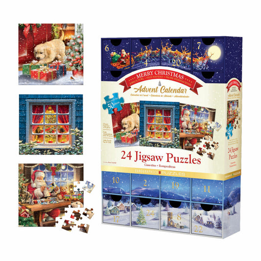 Eurographics Puzzle Adventskalender - Classic Christmas, 24 x 50 Teile, 12.5 x 12.5 cm, 8924-5735