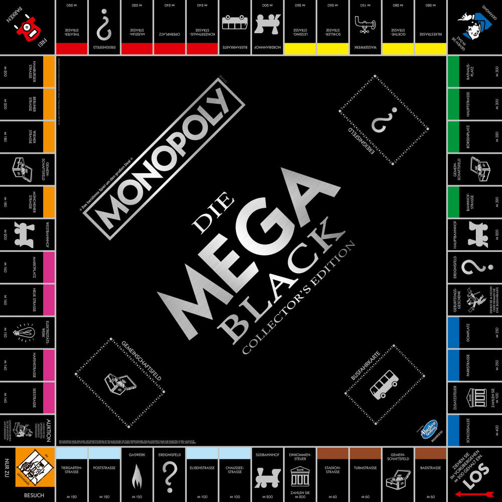 Winning Moves Monopoly - Mega - Black Edition, Brettspiel, Gesellschaftsspiel, ab 8 Jahren, 46226