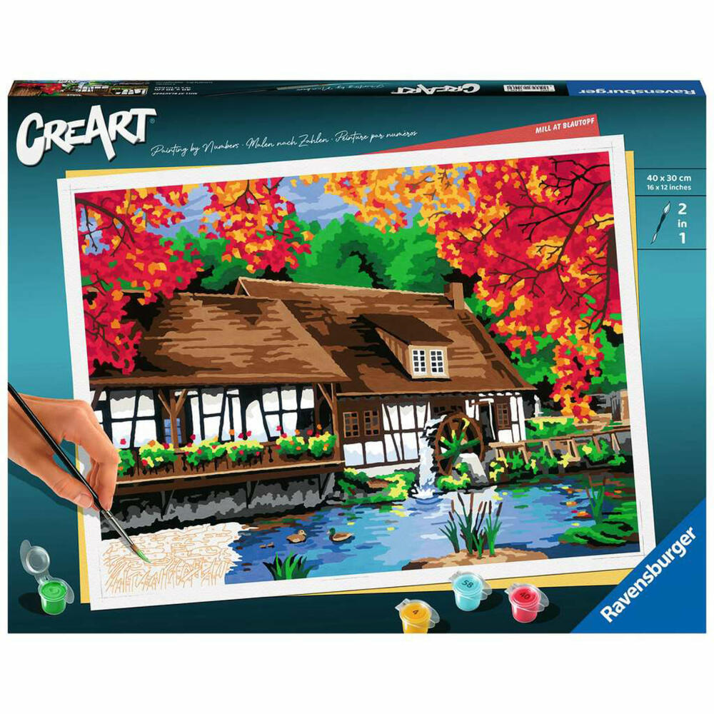 Ravensburger CreArt Mill at Blautopf, Malen nach Zahlen, Malset, Malvorlage, Malen, 23546