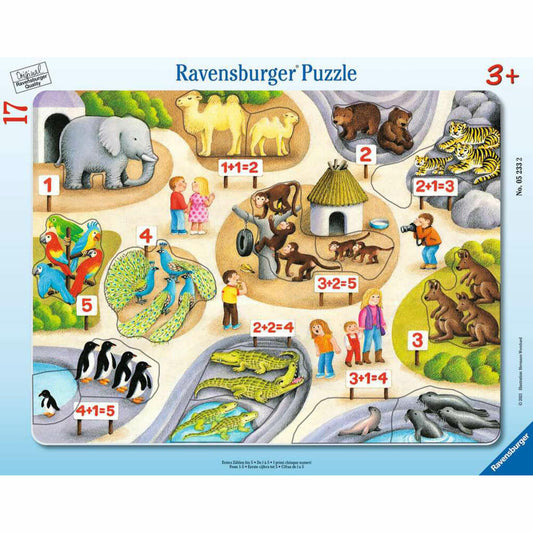 Ravensburger Erstes Zählen bis 5, Puzzle, Kinderpuzzle, Rahmenpuzzle, Legespiel, 17 Teile, 05233