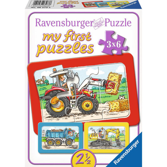 Ravensburger Puzzle Excavator, Tractor and Dump Loader, My First Puzzles, Children's Puzzle, Laying Game, Children's Game, Puzzle Game, 6 Pieces, 06573 8