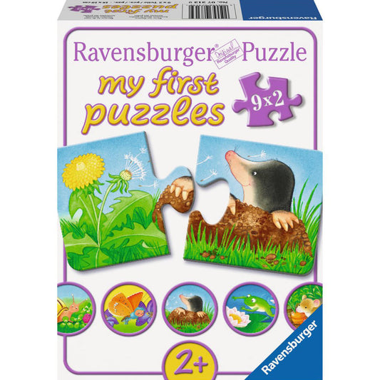 Ravensburger Puzzle Animals in the Garden, My First Puzzles, Children's Puzzle, Laying Game, Children's Game, Puzzle Game, 2 Pieces, 07313 9
