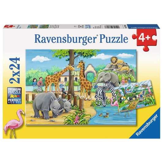 Ravensburger Puzzle Welcome to the Zoo, Children's Puzzle, Puzzle Game, Children's Game, Puzzle Game, Including Mini-Poster, 2 x 24 Pieces, 07806 6