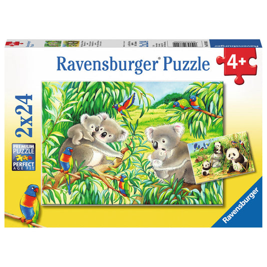 Ravensburger Puzzle Cute Koalas and Pandas, Children's Puzzle, Laying Game, Children's Game, Puzzle Game, Including Mini Poster, 2 x 24 Pieces, 07820 2