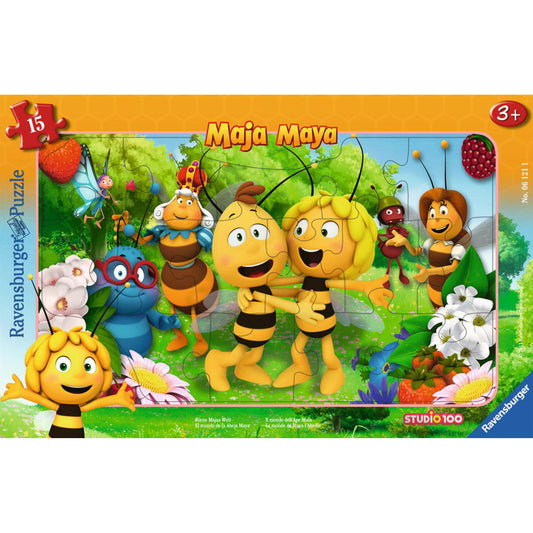 Ravensburger Puzzle Maya the Bee World, frame puzzle, children's puzzle, laying game, children's game, puzzle game, 15 pieces, 06121 1