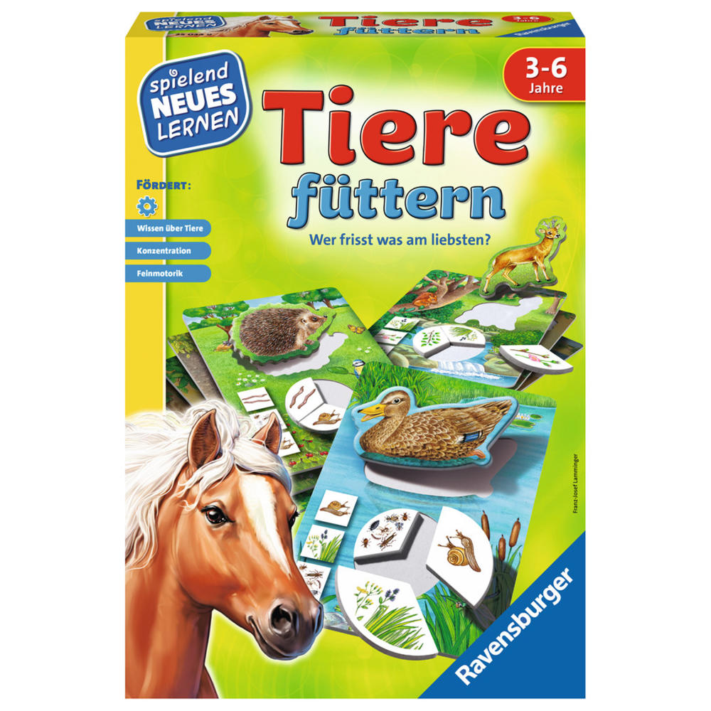 Ravensburger Playfully Learn New Things Feeding Animals, Animal Learning Game, Puzzle Game, Concentration Game, Children's Game, Children's Game, 25034 9