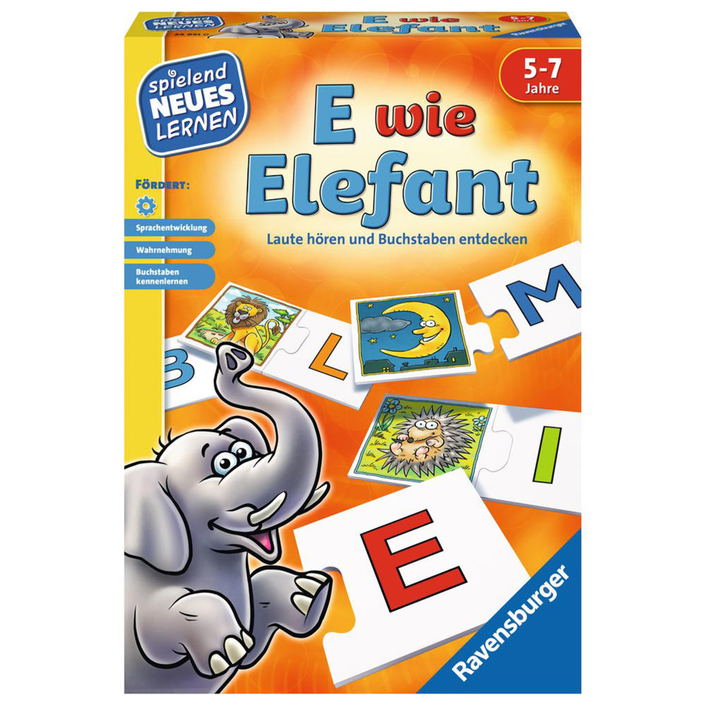Ravensburger Playful New Learning E Like Elephant, Language Learning Game, Puzzle Game, Language Game, Children's Game, Children's Game, 24951 0