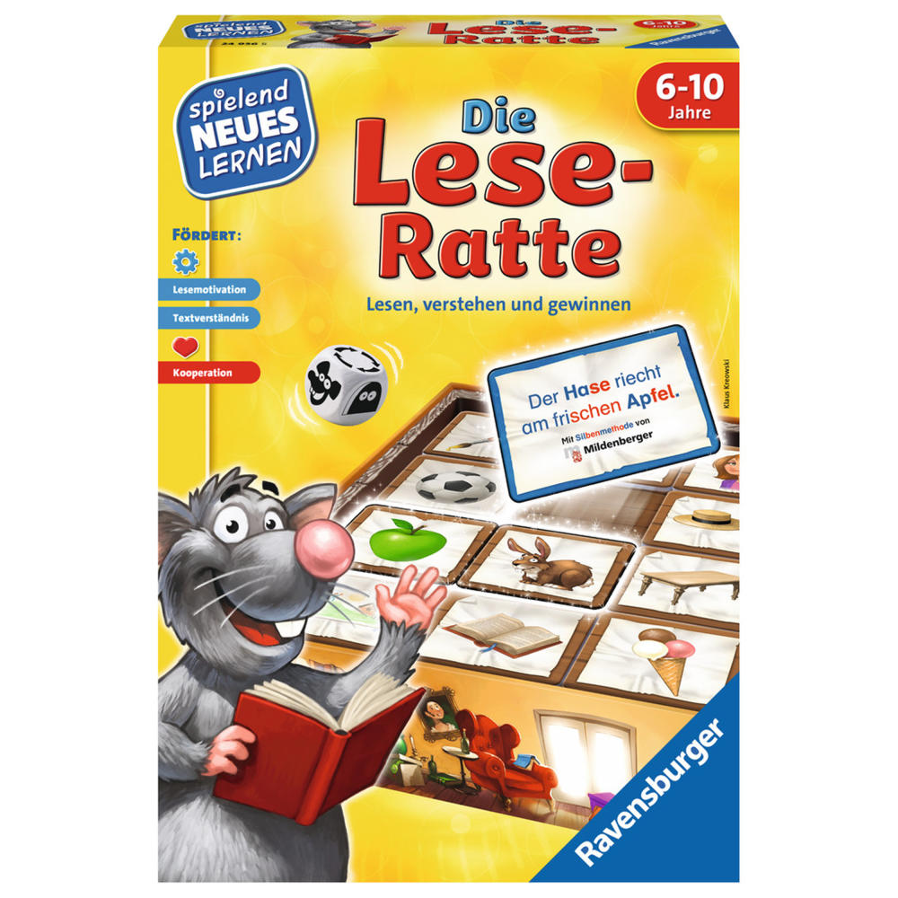 Ravensburger Playfully Learn New Things The Reading Rat, Reading Learning Game, Board Game, Reading Game, Children's Game, Children's Game, 24956 5